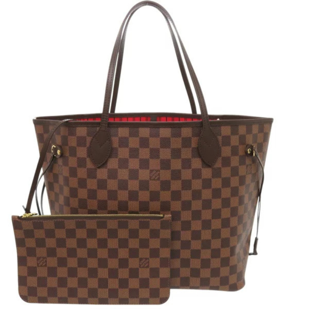 Louis Vuitton Neverfull Tote Bag Pouch Clutch Damier Cerise Red LV